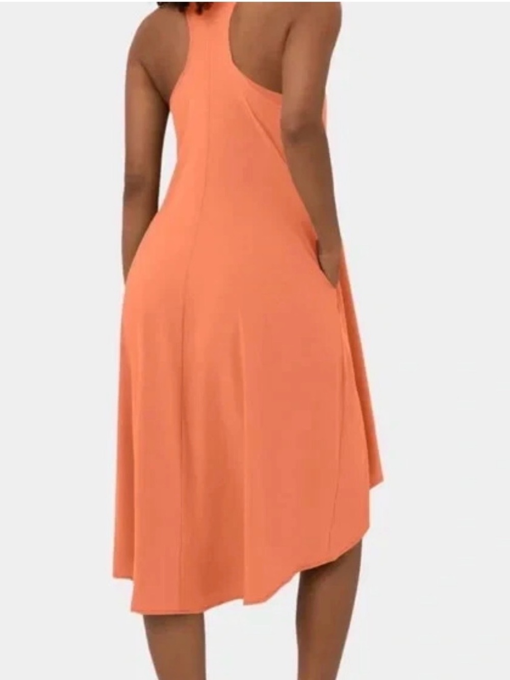 Halara Breezeful Racerback High Low Midi Dress L Coral Built In Bra NWT Resort - Picture 10 of 10